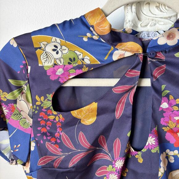 Zara Printed High Neck Cropped Blouse Top - Picture 3 of 7